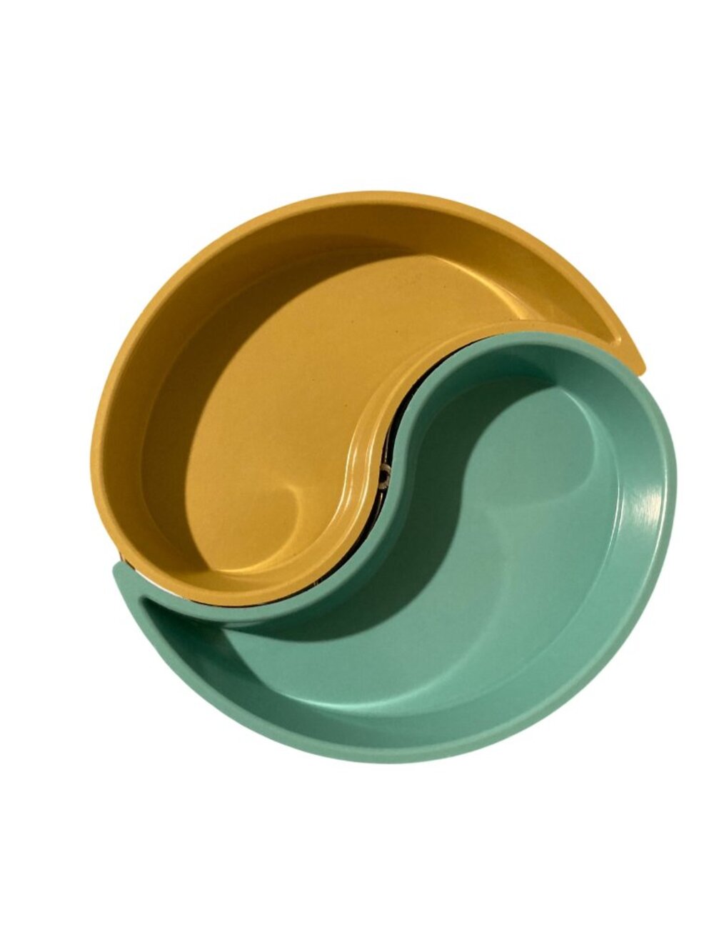 Retro Yin-Yang Divided Snack Tray With Metal Stand Mid-Century Modern Design